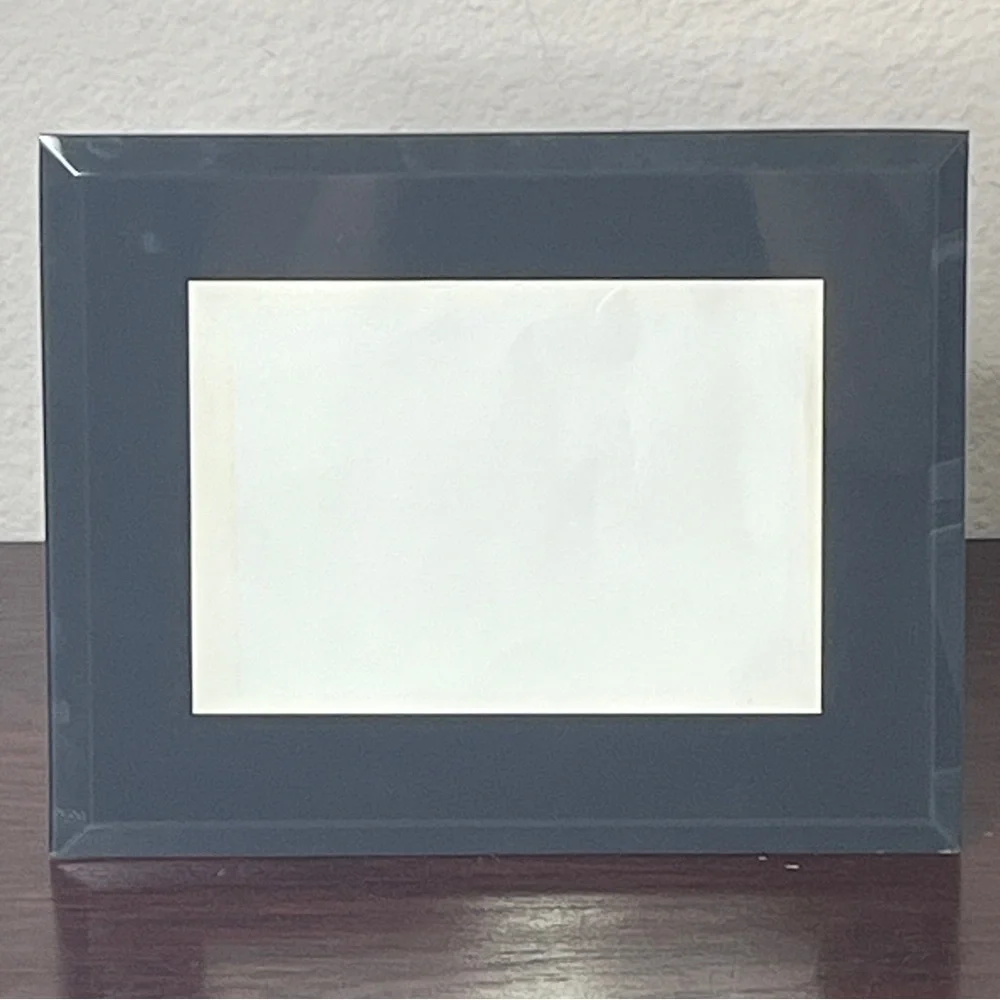 Onyx Gray Black Charcoal Glass Reflective Rectangle Picture Frame Home Decor